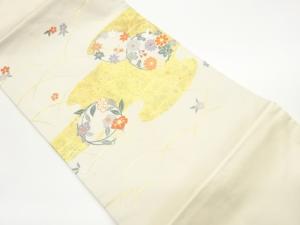 引箔花輪に桜・芝模様織出し名古屋帯